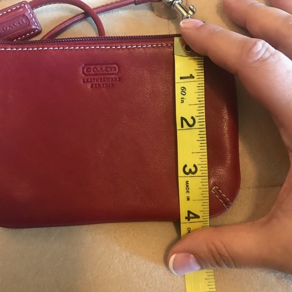 Coach-Red Leather Coin Wristlet - Picture 4 of 7